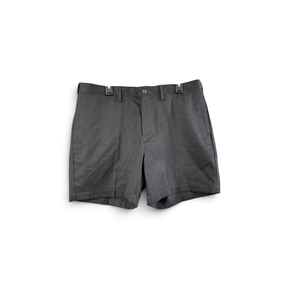 Lands End Mens‎ 40 Black Traditional Fit Chino Shorts Flat Front Cotton Twill